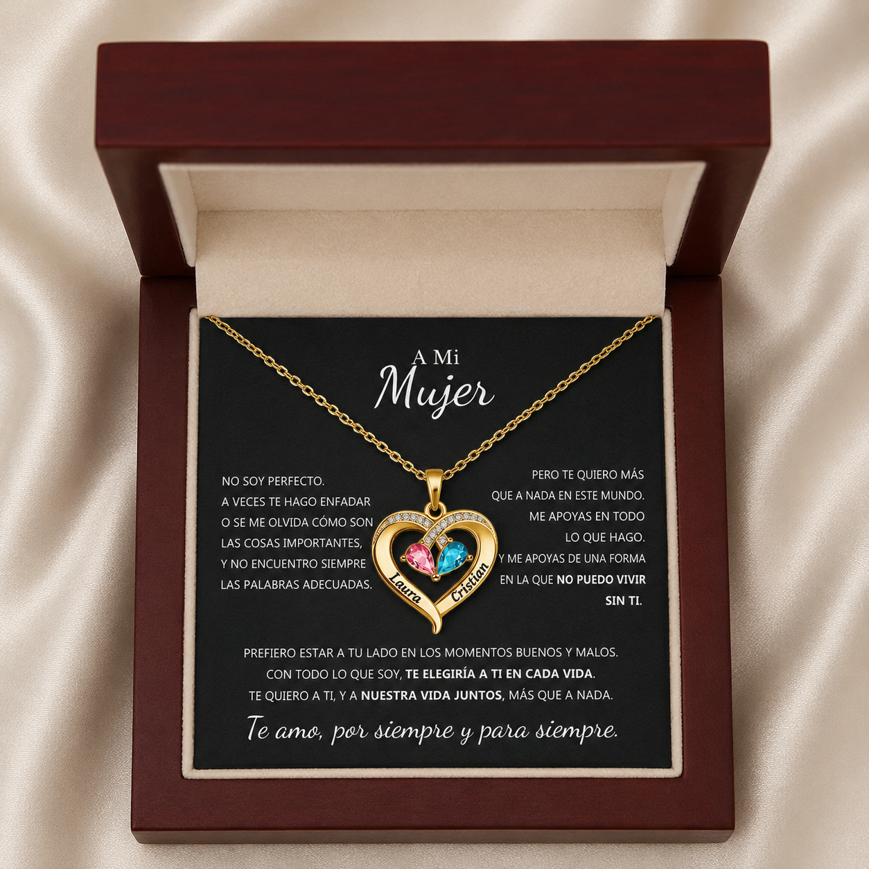 Para mi Esposa - Colla con piedra de nacimiento personalizado