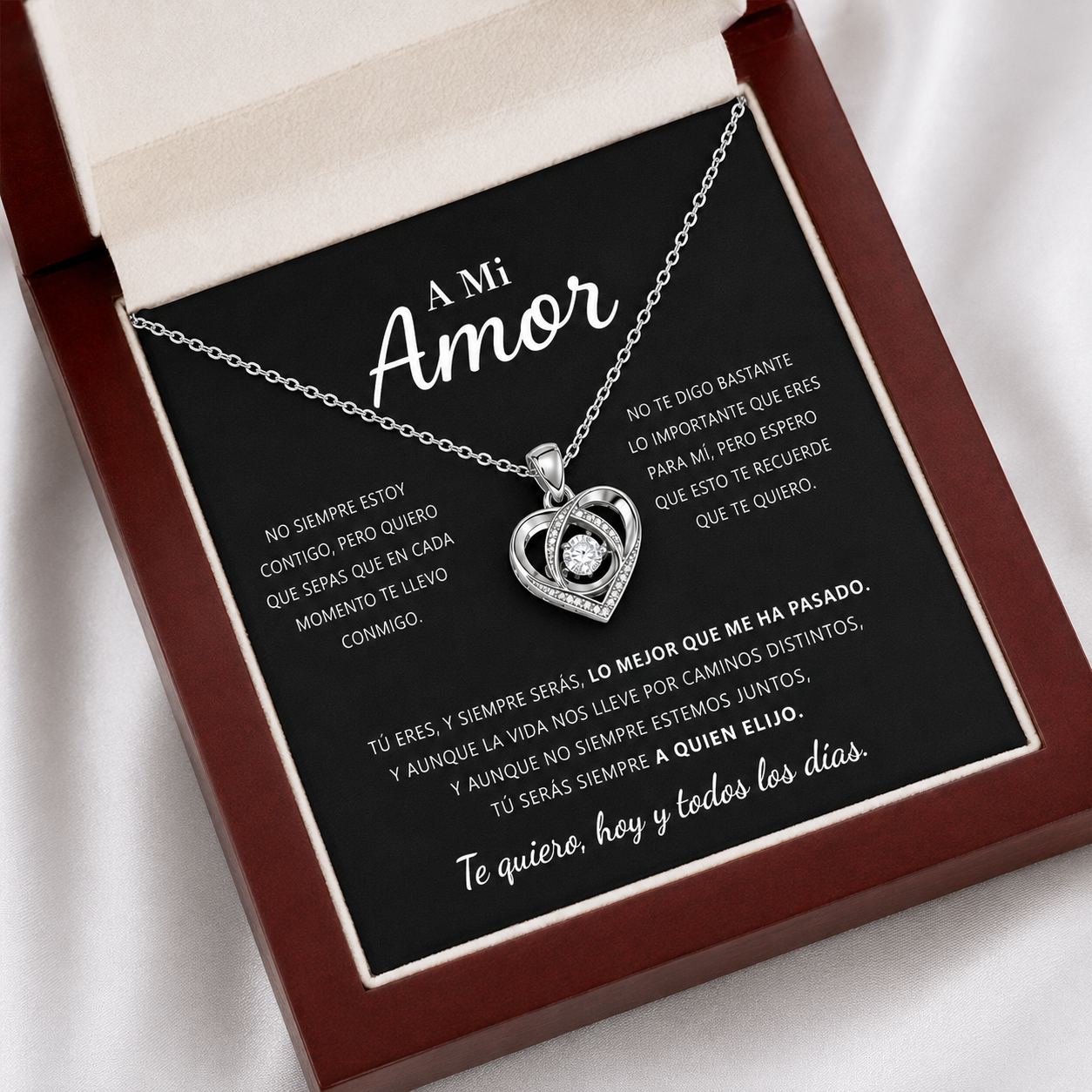 Para Mi Amor - Collar de Corazón de Plata