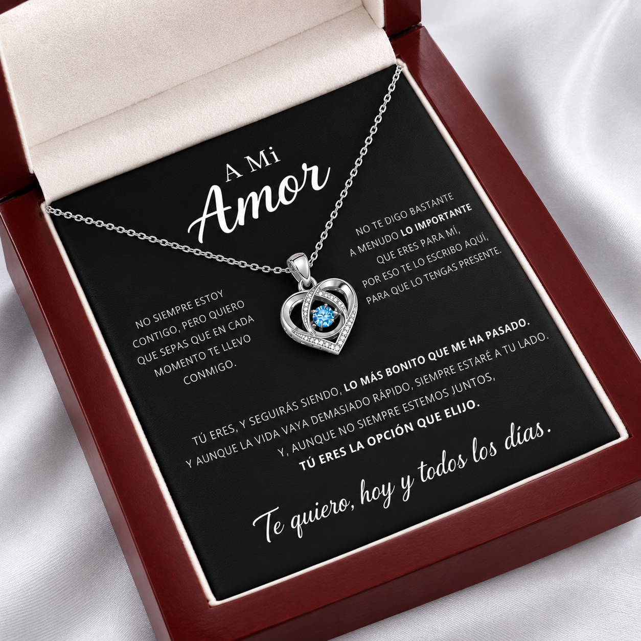 Para Mi Amor - Collar de Corazón de Plata
