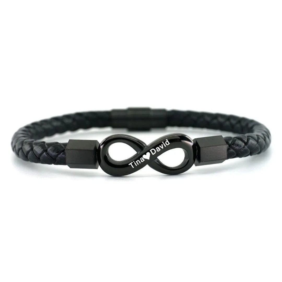 Para mi Hombre - Pulsera de cuero infinito personalizada