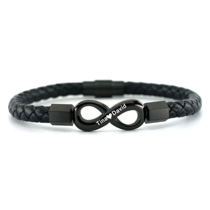 Para mi Hombre - Pulsera de cuero infinito personalizada
