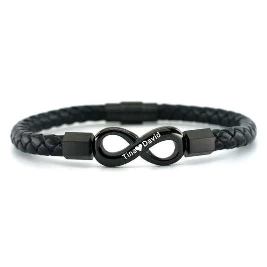 Para mi Hombre - Pulsera de cuero infinito personalizada