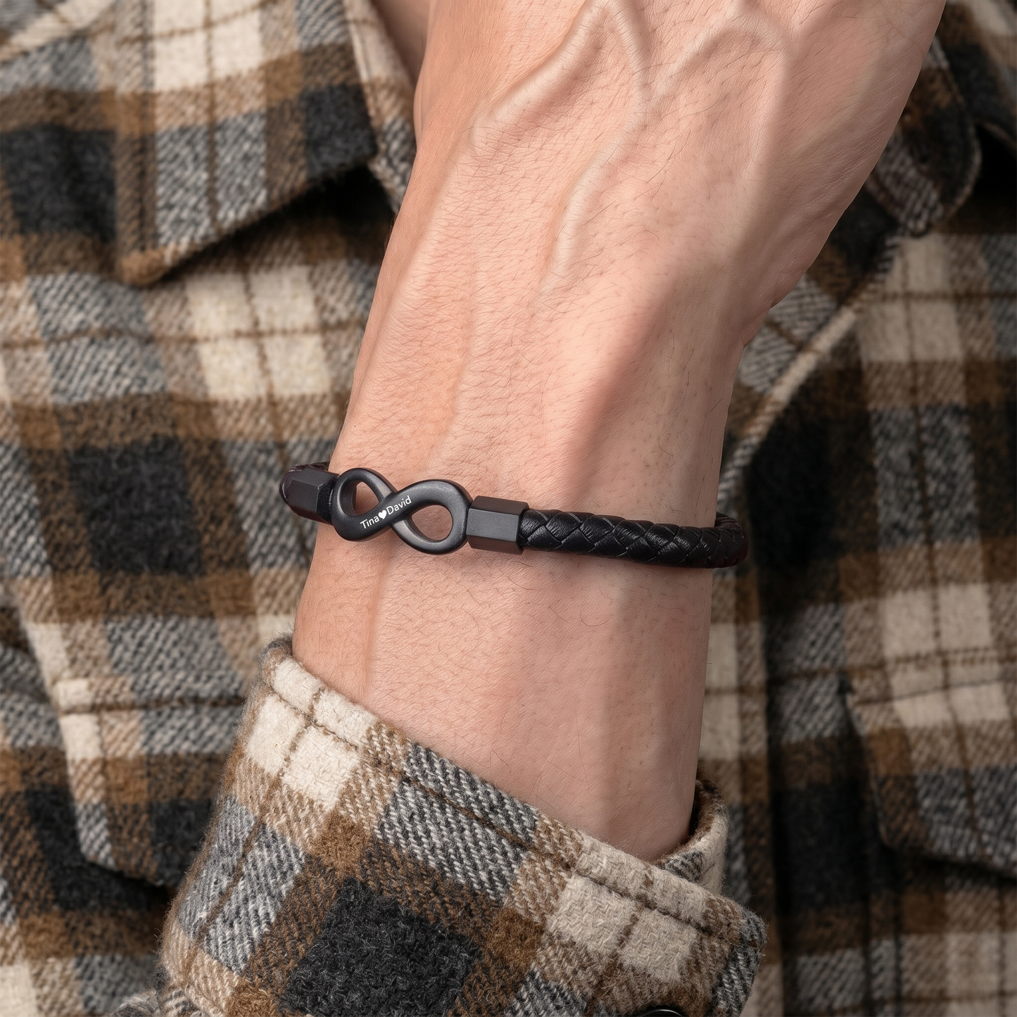 Para mi Hombre - Pulsera de cuero infinito personalizada
