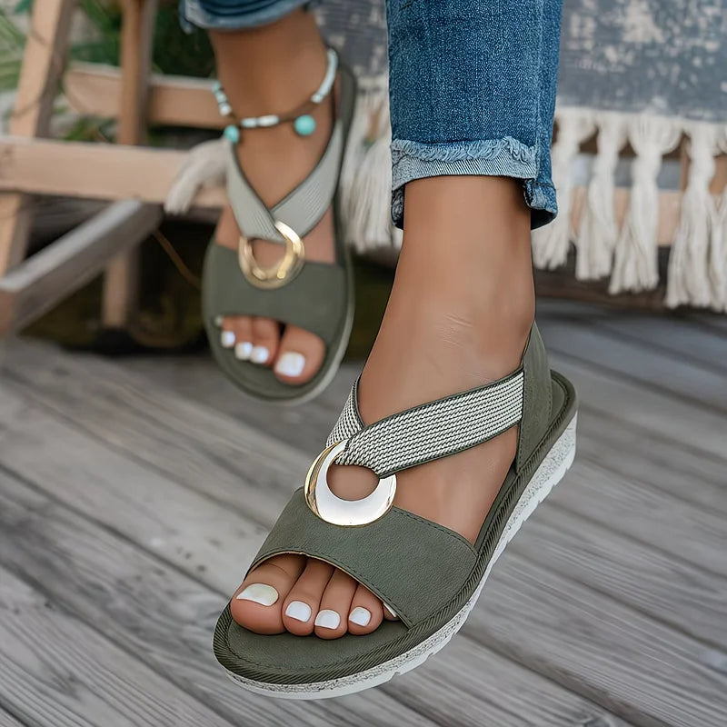 Meredith | Ring-Detail Flat Sandals
