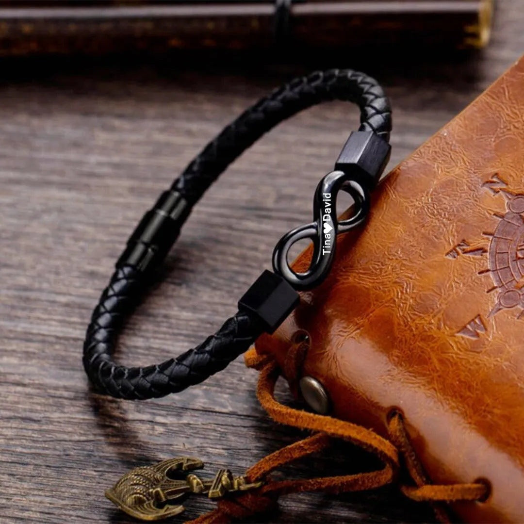 Para mi Hombre - Pulsera de cuero infinito personalizada