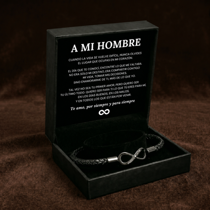 Para mi Hombre - Pulsera de cuero infinito personalizada
