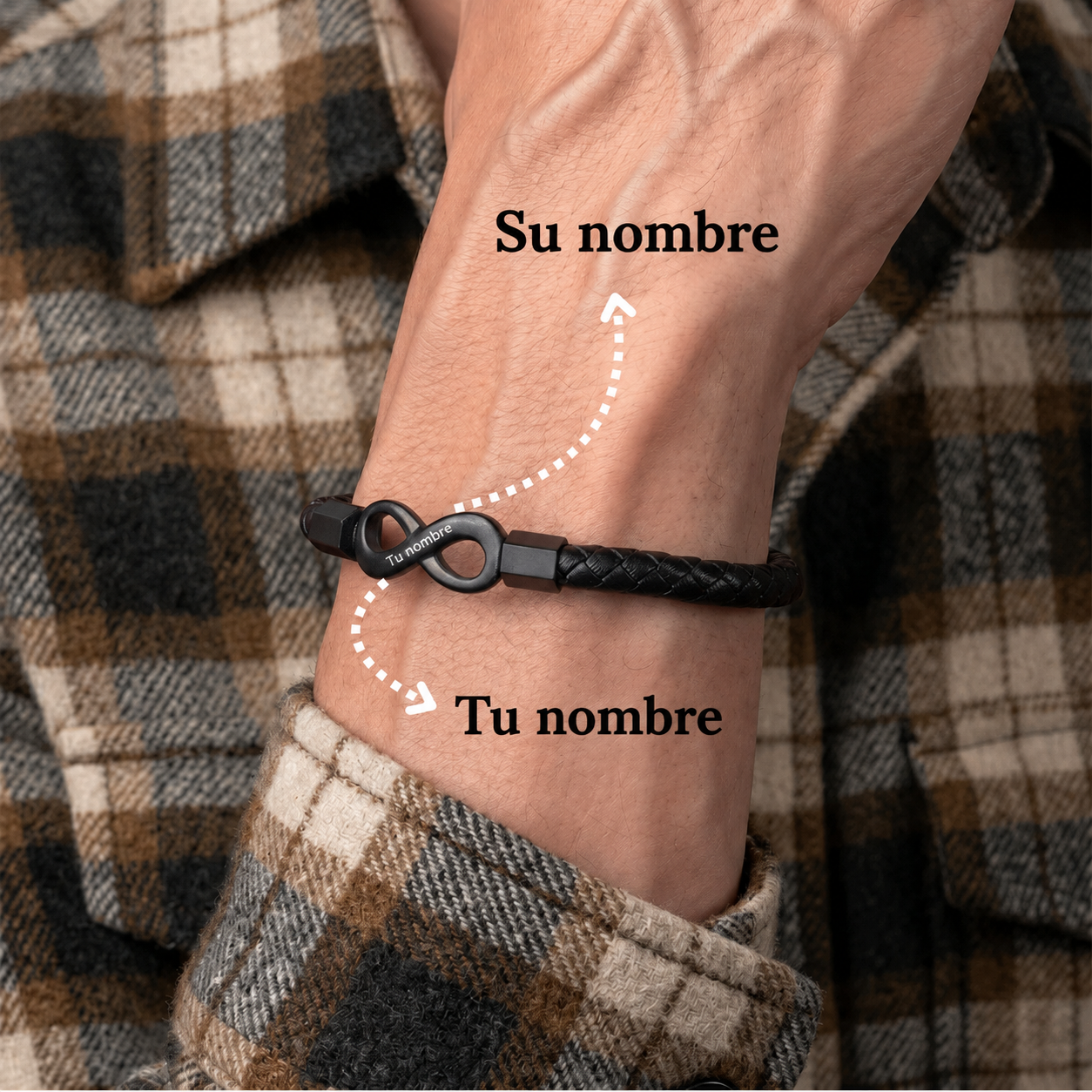 Para mi Hombre - Pulsera de cuero infinito personalizada