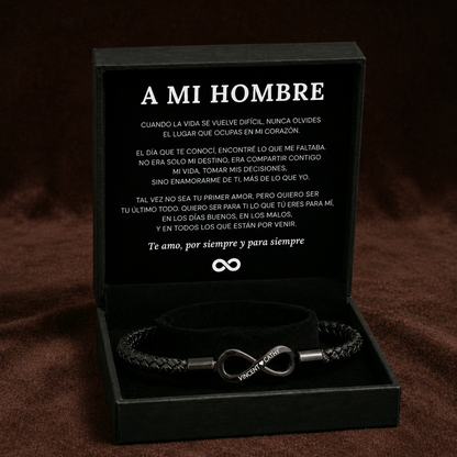 Para mi Hombre - Pulsera de cuero infinito personalizada