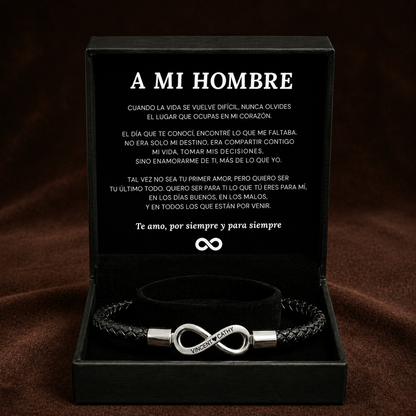 Para mi Hombre - Pulsera de cuero infinito personalizada