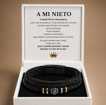 PARA MI NIETO - PULSERA DE CUERO TRIPLE