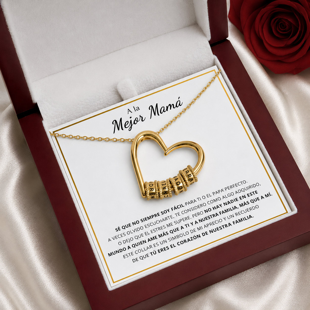 PARA LA MEJOR MAMÁ - COLLAR DE CORAZÓN PERSONALIZADO