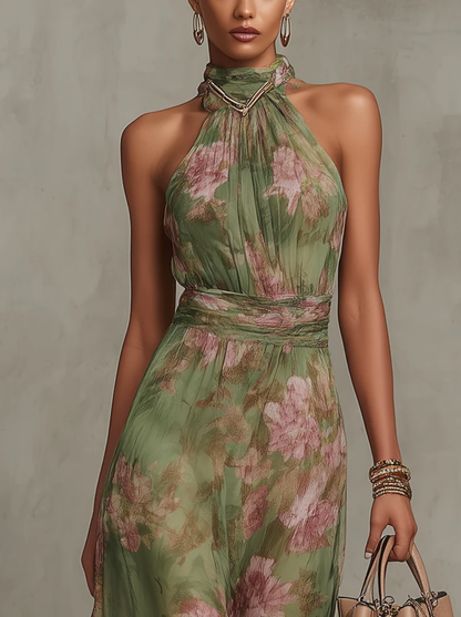 Juliana | Floral Halter Maxi Dress