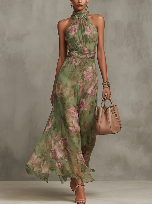 Juliana | Floral Halter Maxi Dress